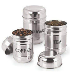 Kuber Industries 3 Pieces Stainless Steel Tea,Coffee and Sugar Container Set, 500Ml,300Ml,200 Ml (Silver) -CTLTC38138