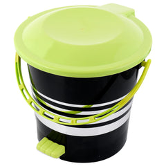 Kuber Industries Plastic Pedal Dustbin/Wastebin With Handle, 10 Liter (Black & Green)-47KM01001