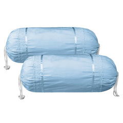 Heart Home Bolster Covers | Cotton Bolster Cover Set | Diwan Bolster Cover Set | Bolster Pillow Cover | Plain Lace Print Masand Cover | 16x32 Inch | Pack of 2 | Sky Blue