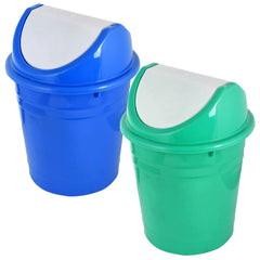 Kuber Industries Plastic Dustbin/Wastebin With Swing Lid, 10 Liter- Pack of 2 (Green & Blue)-47KM0873