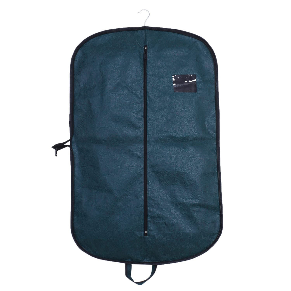 Kuber Industries Folding Blazer Cover|Non Woven Embossed Hanging Coat Cover|Transparent Window Wardrobe Organizer With Zipper (Green)