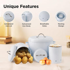 Heart Home Storage Box | Kitchen Stoarge Organizer | Vegetable Basket for Kitchen | Fruit Storage Containers With Handle | KY003WT | S-1800|M-3400|L-9800 | Set of 3 | White