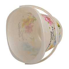 Kuber Industries Floral 2 Piece Plastic Bucket Set, 16 litres, Off White (CTKTC1837)