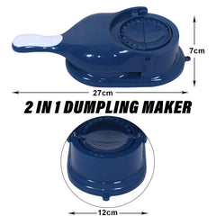 Heart Home Dumpling Maker | Plastic 2 in 1 Kitchen Dumpling Making Tool | Momos Maker Machine | Gujiya Maker | Manual Dumpling Maker | Blue