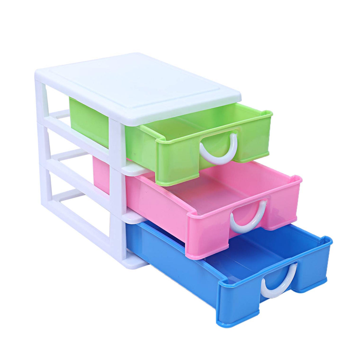 Heart Home Plastic Three Layer Drawer Storage Cabinet Box (Multi)- CTHH21753