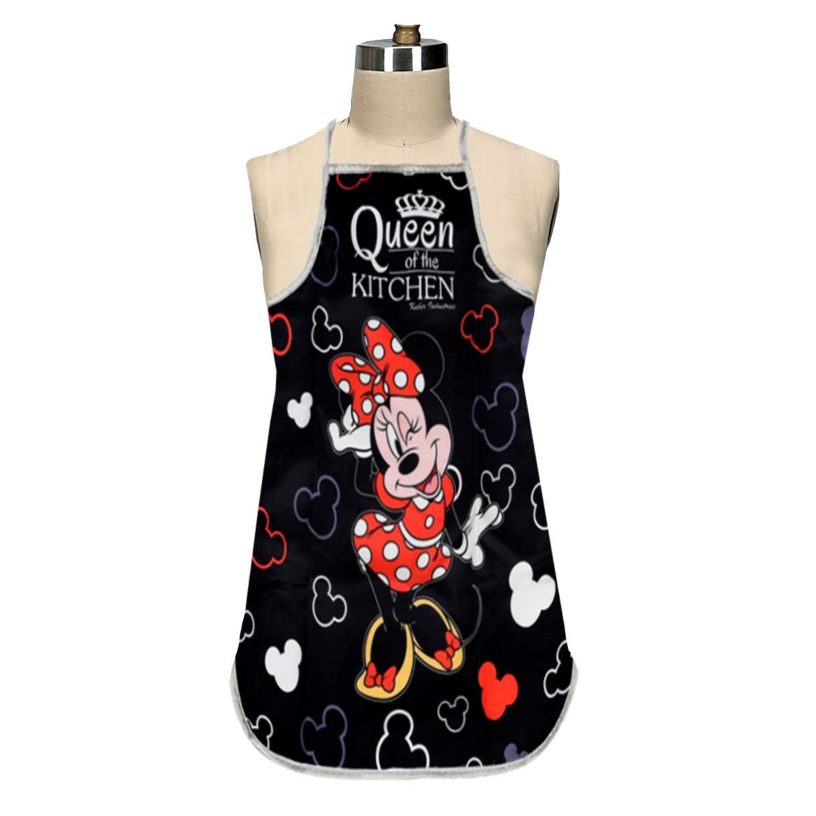 Kuber Industries Disney Minnie Print Silk Kitchen Apron (Black)-KUBMART010100