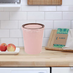 Heart Home Swinging Lid Dustbin|Plastic Garbage Waste Bin|Trash Can for Living Room|Kitchen|Office|6 Litre|Pack of 2 (Peach)