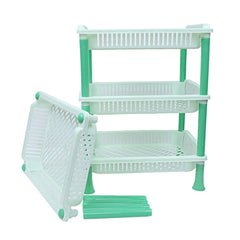 Kuber industries Plastic 2 Pieces 4 Layer Multi-Purpose Kitchen Storage Basket Rack (Green)-CTKTC13285