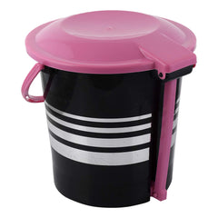 Kuber Industries Pedal Dustbin|Plastic Pedal Dustbin|Kitchen Waste Paper Bin|Dustbin For Bedroom|Pink Lid 10 Liter Dustbin|Pack of 2 (Black)
