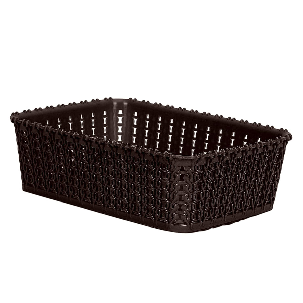 Heart Home Multipurposes Small M 15 Plastic Basket, Organizer For Kitchen, Countertops, Cabinets, Bathrooms Without Lid (Brown) -46HH0110