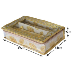 Heart Home Feather Design Laminated 2 Rod Box, Organizer For Bangle, Watches, Bracelets, Jewellery With Tranasparent Top (Gold)-47HH0174