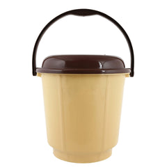 Kuber Industries Multipurpose Plastic Bucket with Lid 18 LTR (Cream)-Pack of 2-KUBMART15246