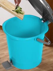 Kuber Industries Durable Plastic Pedal Dustbin|Waste Bin|Trash Can For Kitchen & Home With Handle,7 Litre,Pack of 2 (Sky Blue)