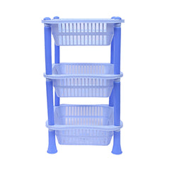 Kuber industries Plastic 2 Pieces 3 Layer Multi-Purpose Kitchen Storage Basket Rack (Blue)-CTKTC25229