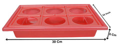 Kuber Industries Tray with Cutout Handles, Cup Display for Kitchenware, Plastic Glass Holder, One Size, 6 Slots-Pack of 2 (Blue & Pink)