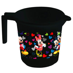 Kuber Industries Disney Team Mickey Print 8 Pieces Unbreakable Strong Plastic Bathroom Mug,500 ML (Black) -HS_35_KUBMARTS17119