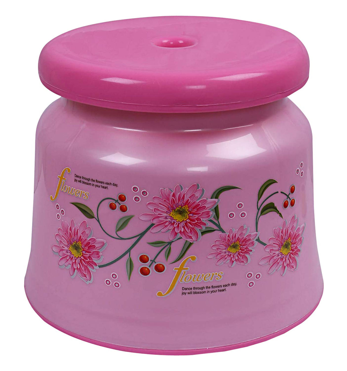 Kuber Industries Round Strong Plastic Stool or Bathroom seat (Pink) (F_26_KUBMART016936)