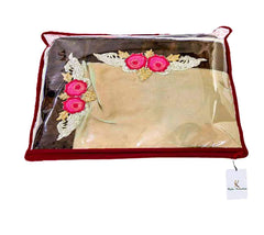 Kuber Industries Clothes Organizer For Wardrobe (Pack of 12) - Single Storage Organizer For Saree | Salwar Suit | Lehenga Chunni - Dress Organizer For Wardrobe - Single Saree Covers With Zip (Maroon)