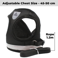 Kuber Industries Dog Chest Harness with Nylon Leash I No Pull, Soft Padded and Breathable Dog Vest I Adjustable, Reflective I Easy Control Dog Chest Belt I (XL, Black)