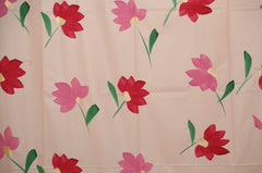 Kuber Industries Floral Design 7 Feet Shower Curtain with 8 Hooks (Pink)-CTKTC30387