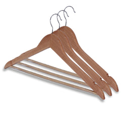Kuber Industries Lightweight Attractive Wood Hangers for Shirt,Pants,Suit with Side Notches & Hooks Pack of 3 (Brown)