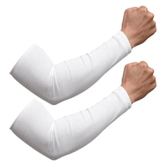 Kuber Industries Full Arm Sleeves | Cotton Summer Arm Sleeves | Protection From Sun Burns | Dust | Arm Sleeves For Women | Arm Sleeves For Men | 1 Pair | White