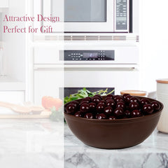 Kuber Industries Bowls|Plastic Dishwasher Safe Bowl|Serving Bowls|Bowls for Kitchen|Microwave Safe Bowls for Salad|Soup|Pasta|1000 ML|Pack of 12 (Brown)