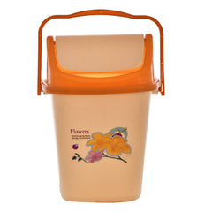 Kuber Industries Pluto Plastic Swing Printed Garbage Waste Dustbin for Home, Office with Handle, 5 Liters (Cream)-KUBMART3079