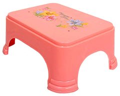Kuber Industries Floral Print 3 Pieces Plastic Bathroom Stool, Adults Simple Style Stool Anti-Slip with Strong Bearing Stool for Home, Office, Kindergarten, Pink-KUBMART10867