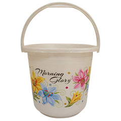 Kuber Industries Floral 2 Piece Plastic Bucket Set, 16 litres, Off White (CTKTC1837)