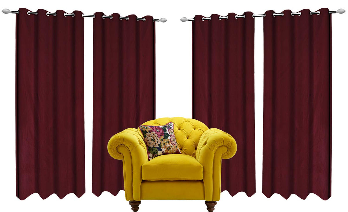 Kuber Industries 4 Pieces Polyester Eyelet Door Curtain 7 Feet (Maroon)-Ctktc14289