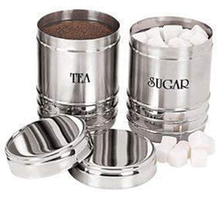 Kuber Industries 2 Pieces Stainless Steel Tea, Sugar Container Set, 500 Ml (Silver) -CTKTC038135