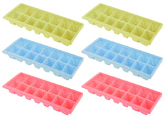 Heart Home BPA Free Easy Release Ice Cube Tray/Bin/Box Set with 14 Section- Pack of 6 (Green & Pink & Blue)-HS43HEARTH25798