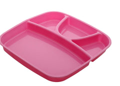 Kuber Industries 4 Pieces Microwave Safe Unbreakable Plastic Food Plate with Partitions (Pink) - CTKTC034704