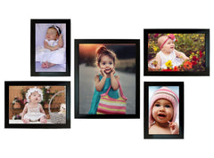Kuber Industries Collage Photo Frame For Living Room, Wall Set of 5 (Black) Size: 8x10-1 Pc, 6x8-2 Pc, 5x7-2 Pc.