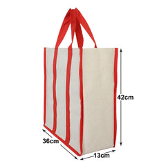 Kuber Industries Canvas Shopping Bags/Grocery Bag for Carry Grocery, Fruits, Vegetable with Handles Pack of 2 (Red) 54KM4016
