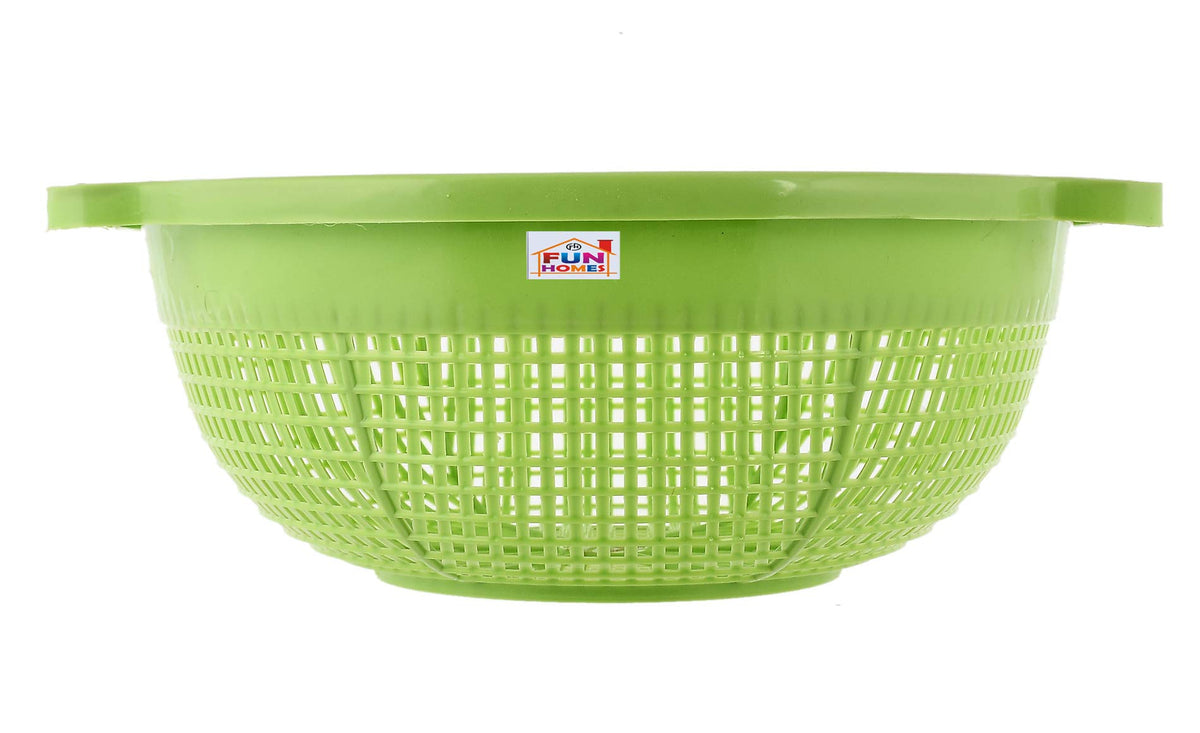 Fun Homes Storage Baskets, Multipurpose and Handy Storage Basket Unbreakable Round Plastic Basket (Green)-FHUNH15159, Standard