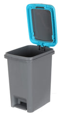Kuber Industries Portable 6.5 Ltr Plastic Push And Pedal Dustbin With Lid Garbage Bins for Home Office,Set of 2 (Grey & Blue)
