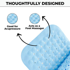 Kuber Industries Bathroom Mat|Anti Slip Mat for Bathroom Floor|Durable,Wear Resistant & Easy to Maintain|Acupressure & Foot Massager Door Mat with Water Drainage Holes|JL01|35 x 70 cm|Blue