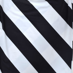 Kuber Industries Strip Printed Polyester Stretchable Elastic Dining Chair Cover/Seat Slipcover/Seat Protector- Pack of 4 (Black & White)-50KM0940