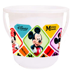 Kuber Industries Disney Mickey Minnie Print Plastic Bathroom Set of 5 Pieces with Bucket, Tub, Stool, Dustbin & Mug (White)-KUBMARTS15273 -HS_35_KUBMARTS17969
