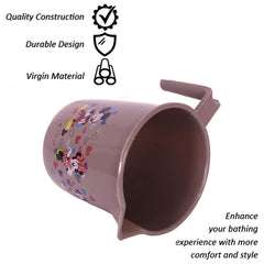 Kuber Industries Disney Team Bathroom Mug | Plastic Bath Mug for Bathroom | Mug for Bathroom | Mug for Toilet | Washroom Jug | 111 Bath Mug | 1 LTR | Pack of 6 | Brown