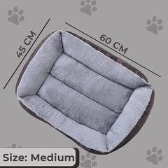 Kuber Industries Dog & Cat Bed|Polyester Face with Cotton & Polyester Filling|Comfortable and Durable|Rectangle Pet Bed for Enhanced Stretching Space|Machine Wash|QY036BR-M|Brown