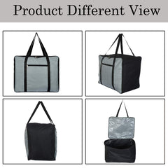 Kuber Industries Small Size Lightweight Foldable Rexine Jumbo Underbed Storage Bag with Zipper and Handle (Grey and Black)