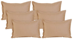 Kuber Industries 6 Pieces Cotton Luxurious Satin Striped Pillow Cover Set-17"x27" (Light Brown) - CTKTC40326, Standard