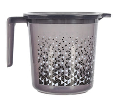 Kuber Industries Tinted Print Plastic Bathroom Mug 1.5 Litre Pack of 2 (Beige & Black)-46KM0243, Standard