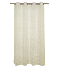 Heart Home Flower Design 7 Feet Door Curtain for Living Room, Bed Room, Kids Room with 8 Eyelet (Cream) 54HH3941.