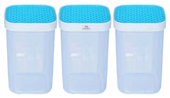 Heart Home Check Deisgn Lid Food Grade BPA Free Plastic Kitchen Container Set,2000ml, Set of 9 (Blue)