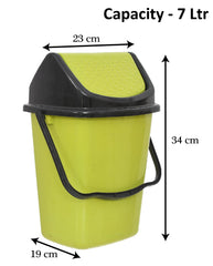 Kuber Industries Plastic Dustbin/Wastebin With Swing Lid With Handle, 7 Liter (Green)-47KM0821