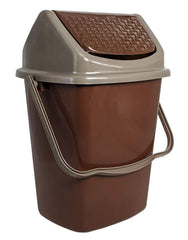 Kuber Industries Delight Plastic Swing Garbage Waste Dustbin for Home, Office with Handle, 5 Liters (Brown)